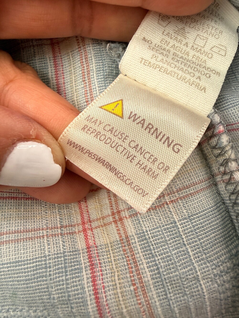Hem & Thread Women’s Small Blue Plaid Double-Breasted Blazer Coral Trim - Picture 4 of 7